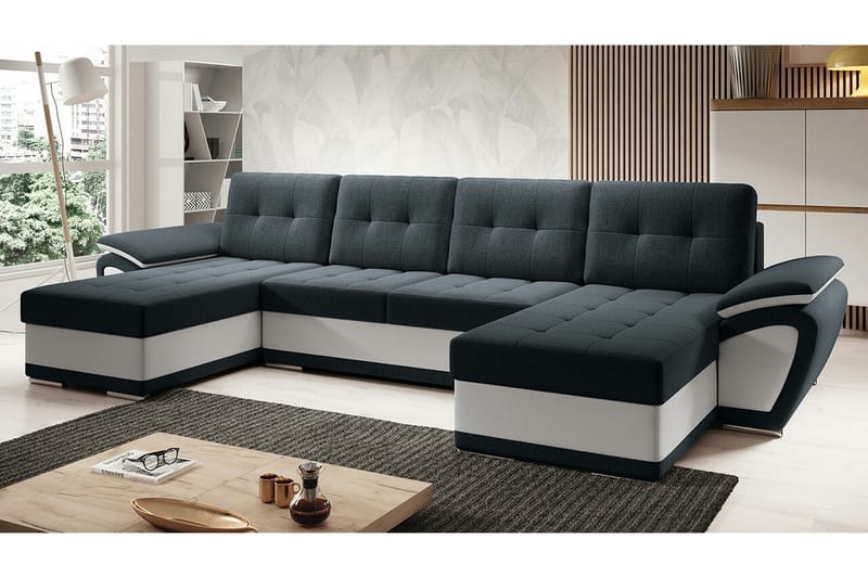 Listowel 4-sits Hörnbäddsoffa Grå/Beige - Möbler - Vardagsrum - Bäddsoffor - Hörnbäddsoffa