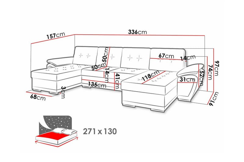 Listowel 4-sits Hörnbäddsoffa Grå/Beige - Möbler - Vardagsrum - Bäddsoffor - Hörnbäddsoffa