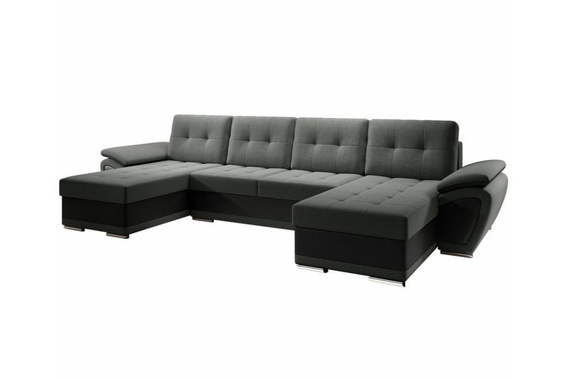 Listowel 4-sits Hörnbäddsoffa Grå/Svart - Möbler - Vardagsrum - Bäddsoffor - Hörnbäddsoffa