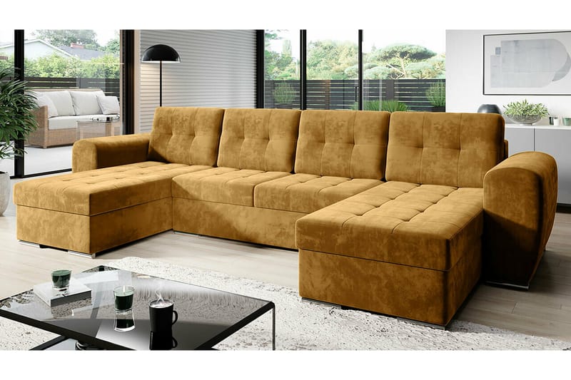 Listowel 4-sits Hörnbäddsoffa Gul - Möbler - Vardagsrum - Bäddsoffor - Hörnbäddsoffa