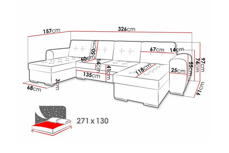 Listowel 4-sits Hörnbäddsoffa Gul - Möbler - Vardagsrum - Bäddsoffor - Hörnbäddsoffa