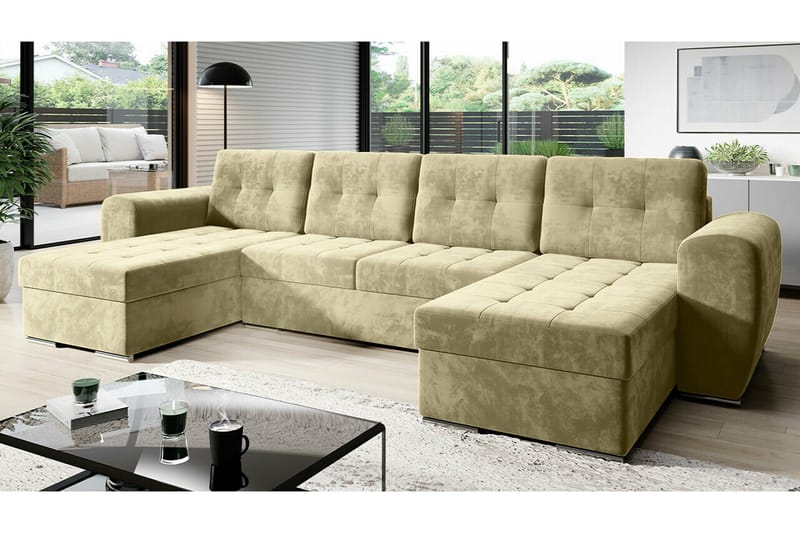 Listowel 4-sits Hörnbäddsoffa Ljusgrön - Möbler - Vardagsrum - Bäddsoffor - Hörnbäddsoffa
