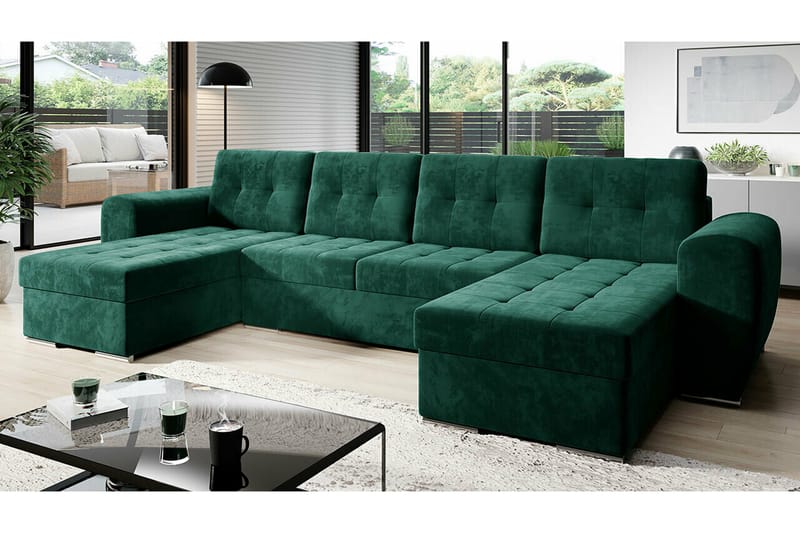 Listowel 4-sits Hörnbäddsoffa Mörkgrön - Möbler - Vardagsrum - Bäddsoffor - Hörnbäddsoffa