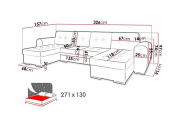 Listowel 4-sits Hörnbäddsoffa - Möbler - Vardagsrum - Bäddsoffor - U bäddsoffa