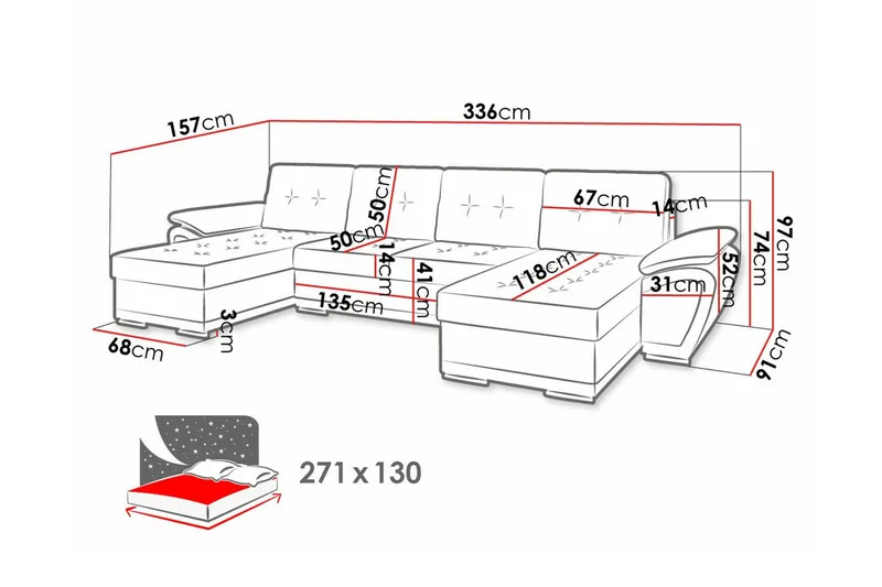 Listowel 4-sits Hörnbäddsoffa - Möbler - Vardagsrum - Bäddsoffor - Hörnbäddsoffa