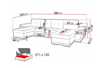 Listowel 4-sits Hörnbäddsoffa - Möbler - Vardagsrum - Bäddsoffor - U bäddsoffa