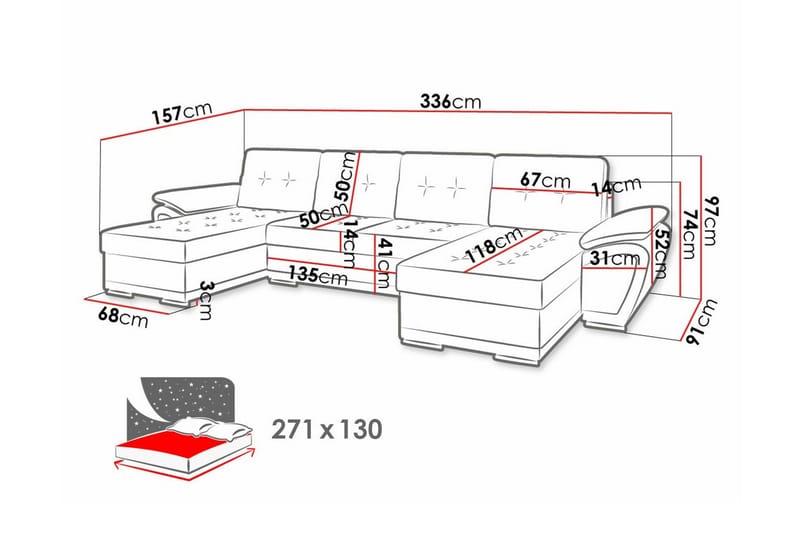 Listowel 4-sits Hörnbäddsoffa - Möbler - Vardagsrum - Bäddsoffor - Hörnbäddsoffa