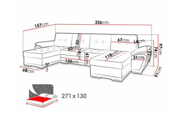 Listowel 4-sits Hörnbäddsoffa - Möbler - Vardagsrum - Bäddsoffor - U bäddsoffa