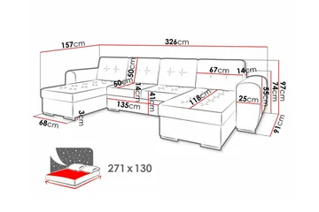 Listowel 4-sits Hörnbäddsoffa - Möbler - Vardagsrum - Bäddsoffor - U bäddsoffa