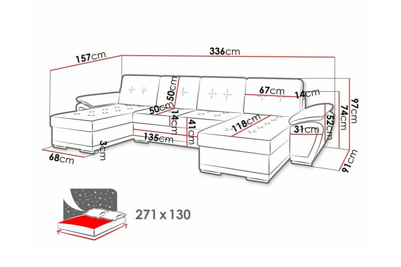 Listowel 4-sits Hörnbäddsoffa - Möbler - Vardagsrum - Bäddsoffor - Hörnbäddsoffa