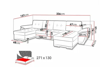 Listowel 4-sits Hörnbäddsoffa - Möbler - Vardagsrum - Bäddsoffor - U bäddsoffa
