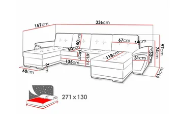 Listowel 4-sits Hörnbäddsoffa - Möbler - Vardagsrum - Bäddsoffor - U bäddsoffa