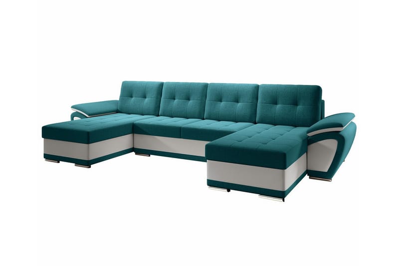 Listowel 4-sits U-formad Hörnbäddsoffa 130x271 cm med Förvaring i Tyg - Petrolblå - Möbler - Vardagsrum - Bäddsoffor - U bäddsoffa