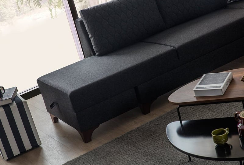 Loftia Hörnsoffa-bäddsoffa 230x90x150 cm - Antracit - Möbler - Vardagsrum - Bäddsoffor - Hörnbäddsoffa