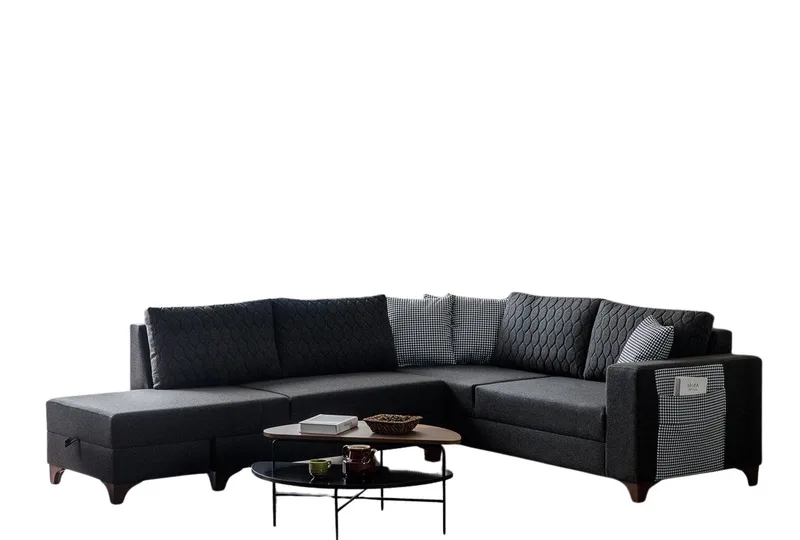 Loftia Hörnsoffa-bäddsoffa 230x90x150 cm, Antracitgrå