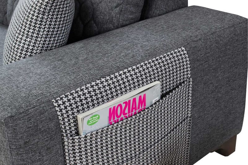 Loftia Hörnsoffa-bäddsoffa 230x90x150 cm - Grå - Möbler - Vardagsrum - Bäddsoffor - Hörnbäddsoffa