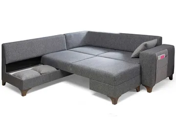 Loftia Hörnsoffa-bäddsoffa 230x90x150 cm - Grå - Möbler - Vardagsrum - Bäddsoffor - Hörnbäddsoffa