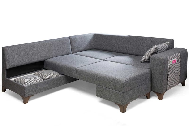 Loftia Hörnsoffa-bäddsoffa 230x90x150 cm - Grå - Möbler - Vardagsrum - Bäddsoffor - Hörnbäddsoffa