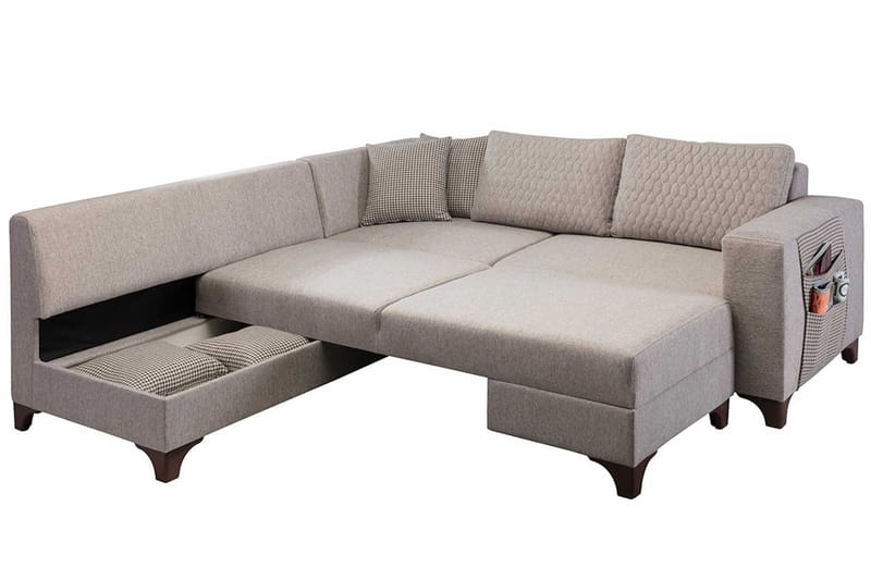 Loftia Hörnsoffa-bäddsoffa 230x90x150 cm - Kräm - Möbler - Vardagsrum - Bäddsoffor - Hörnbäddsoffa