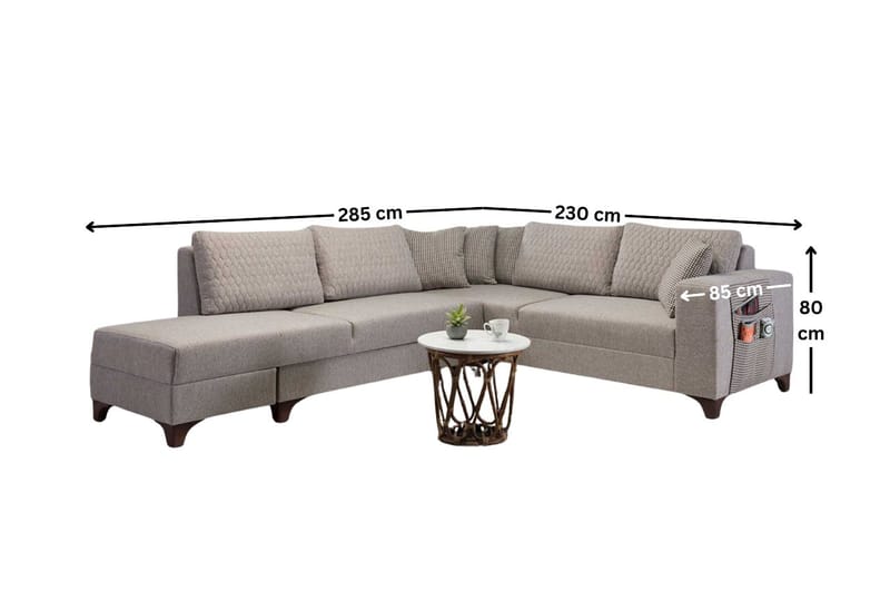 Loftia Hörnsoffa-bäddsoffa 230x90x150 cm - Kräm - Möbler - Vardagsrum - Bäddsoffor - Hörnbäddsoffa