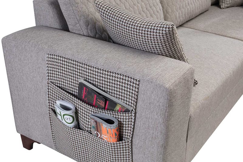 Loftia Hörnsoffa-bäddsoffa 230x90x150 cm - Kräm - Möbler - Vardagsrum - Bäddsoffor - Hörnbäddsoffa