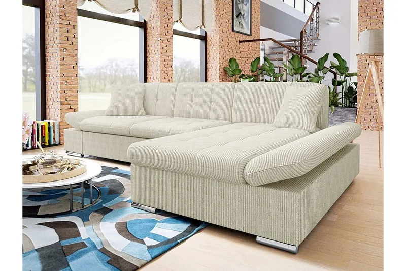 Lomux 3-sits Hörnbäddsoffa Beige/Light beige - Möbler - Vardagsrum - Bäddsoffor