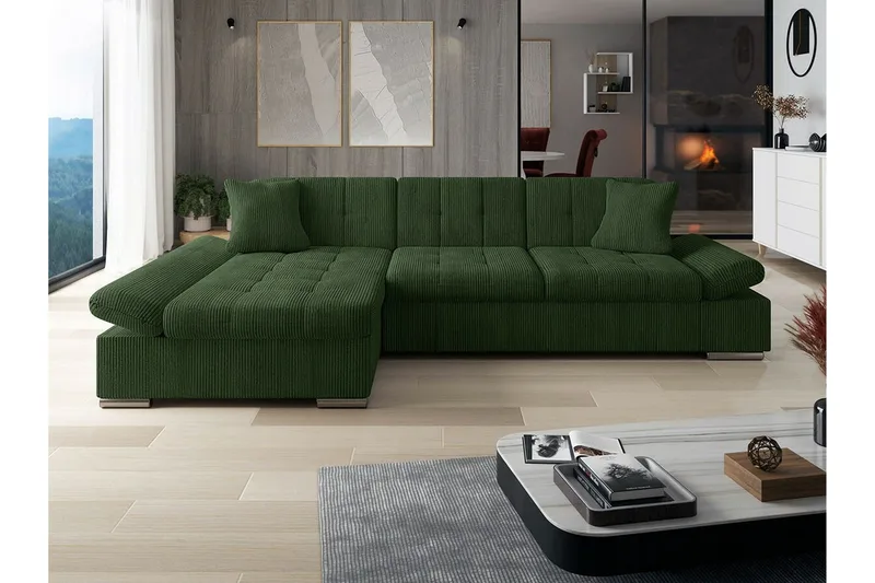 Lomux 3-sits Hörnbäddsoffa Dark green - Möbler - Vardagsrum - Bäddsoffor