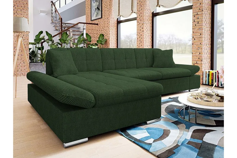 Lomux 3-sits Hörnbäddsoffa Dark green - Möbler - Vardagsrum - Bäddsoffor