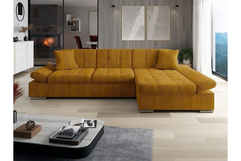 Lomux 3-sits Hörnbäddsoffa Dark yellow - Möbler - Vardagsrum - Bäddsoffor - Hörnbäddsoffa