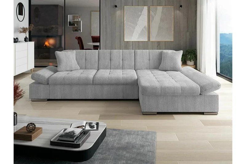 Lomux 3-sits Hörnbäddsoffa Light grey/Dark grey - Möbler - Vardagsrum - Bäddsoffor