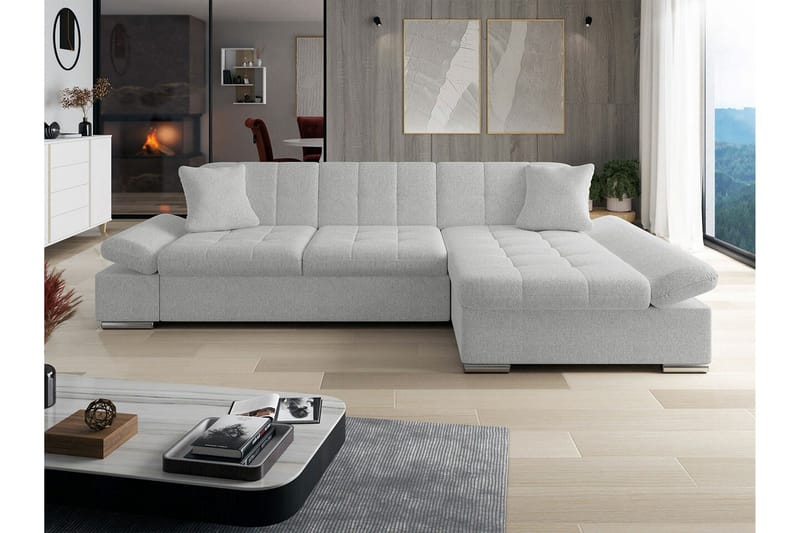 Lomux 3-sits Hörnbäddsoffa Ljusgrå - Möbler - Vardagsrum - Bäddsoffor