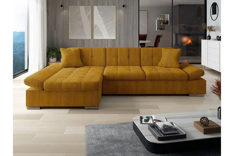 Lomux 3-sits Hörnbäddsoffa Yellow - Möbler - Vardagsrum - Bäddsoffor - Hörnbäddsoffa