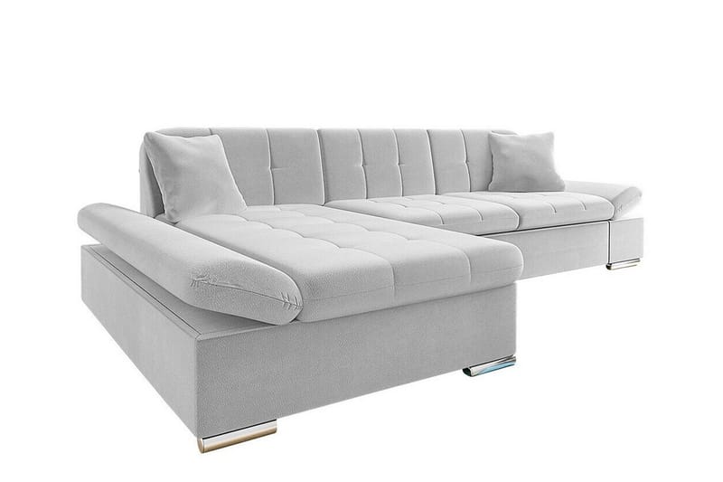 Lomux 3-sits Vänster Hörnbäddsoffa 129x240 cm med Förvaring i Tyg, Grå