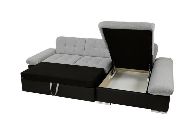 Lomux 3-sits Vänster Hörnbäddsoffa 129x240 cm med Förvaring i Tyg - Grå - Möbler - Vardagsrum - Bäddsoffor