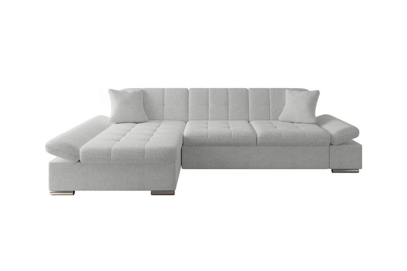 Lomux 3-sits Vänster Hörnbäddsoffa 129x240 cm med Förvaring i Tyg, Ljusgrå