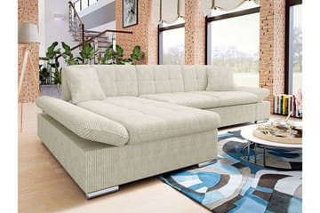 Lomux 3-sits Vänster L-formad Hörnbäddsoffa med Förvaring i Tyg - Beige - Möbler - Vardagsrum - Bäddsoffor