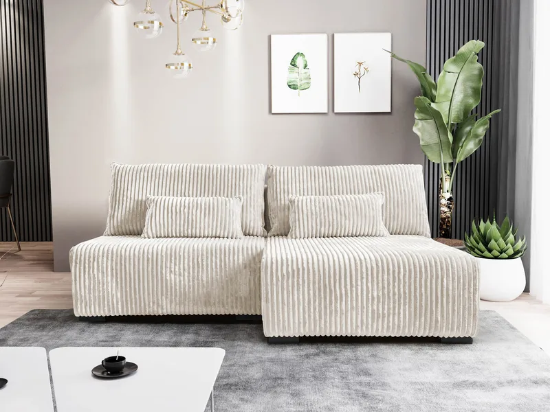 Lorynn 3-sits Bäddsoffa med divan - beige - Möbler - Vardagsrum - Bäddsoffor - Hörnbäddsoffa