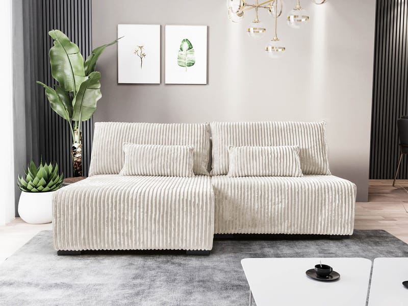 Lorynn 3-sits Bäddsoffa med divan - beige - Möbler - Vardagsrum - Bäddsoffor - Hörnbäddsoffa