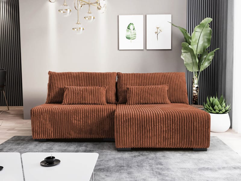 Lorynn 3-sits Bäddsoffa med divan - brun - Möbler - Vardagsrum - Bäddsoffor - Hörnbäddsoffa
