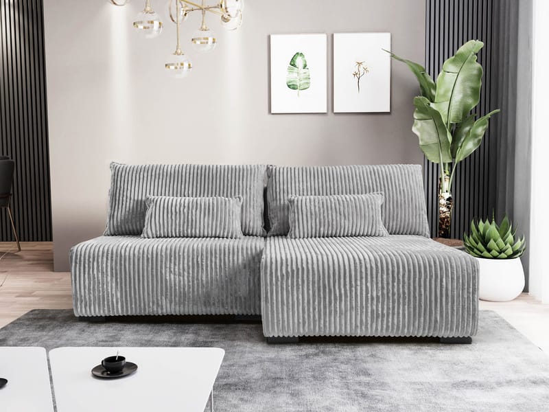 Lorynn 3-sits Bäddsoffa med divan - grå - Möbler - Vardagsrum - Bäddsoffor - Hörnbäddsoffa