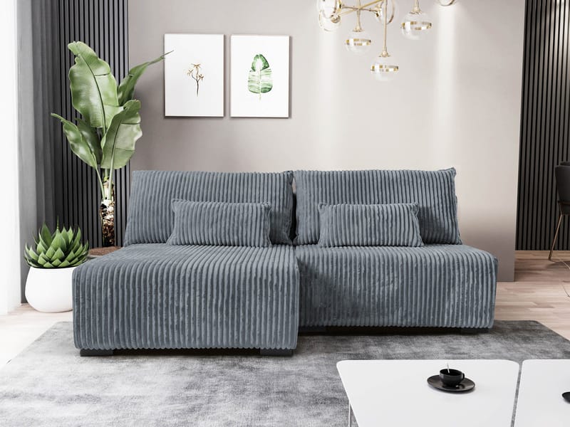 Lorynn 3-sits Bäddsoffa med divan - grå - Möbler - Vardagsrum - Bäddsoffor - Hörnbäddsoffa