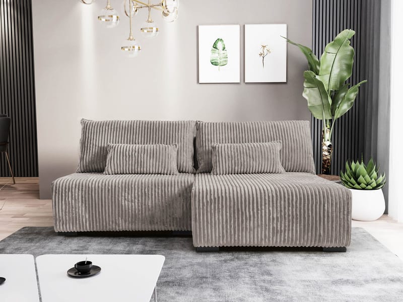 Lorynn 3-sits Bäddsoffa med divan - grå - Möbler - Vardagsrum - Bäddsoffor - Hörnbäddsoffa