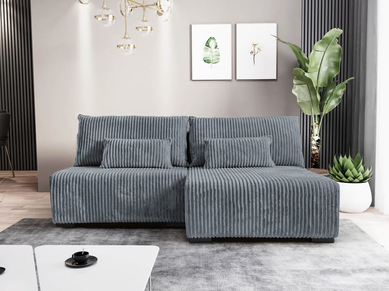 Lorynn 3-sits Bäddsoffa med divan - grå - Möbler - Vardagsrum - Bäddsoffor - Hörnbäddsoffa