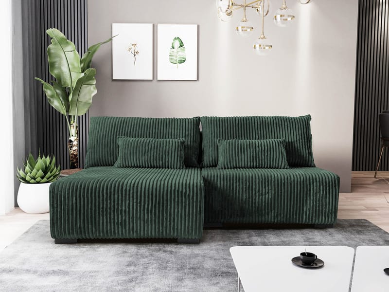Lorynn 3-sits Bäddsoffa med divan - mörkgrön - Möbler - Vardagsrum - Bäddsoffor - Hörnbäddsoffa