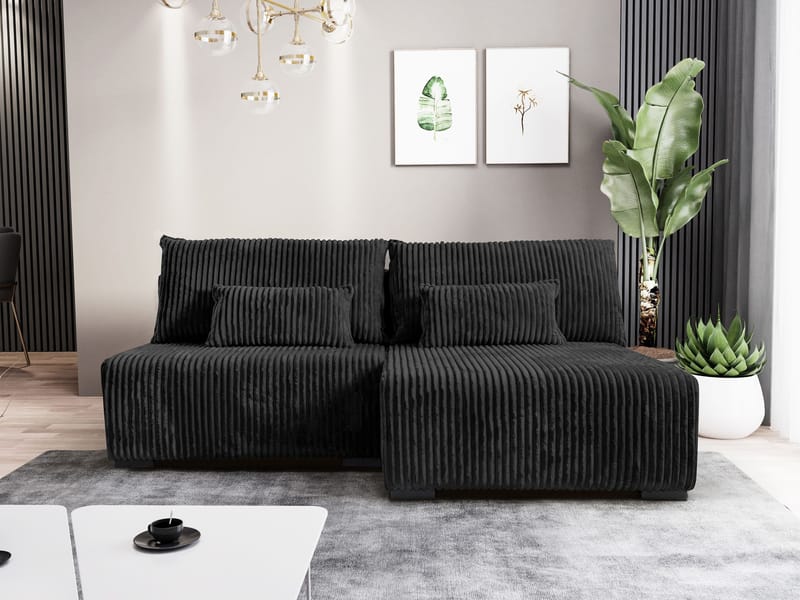 Lorynn 3-sits Bäddsoffa med divan - svart - Möbler - Vardagsrum - Bäddsoffor - Hörnbäddsoffa
