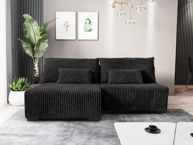 Lorynn 3-sits Bäddsoffa med divan - svart - Möbler - Vardagsrum - Bäddsoffor - Hörnbäddsoffa