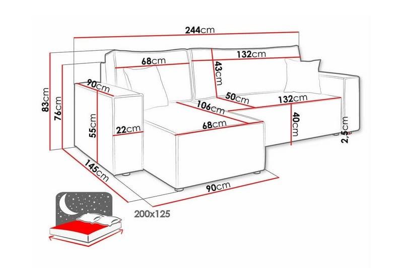 Magston 3-sits Hörnbäddsoffa Ljusgrå - Möbler - Vardagsrum - Bäddsoffor - Hörnbäddsoffa
