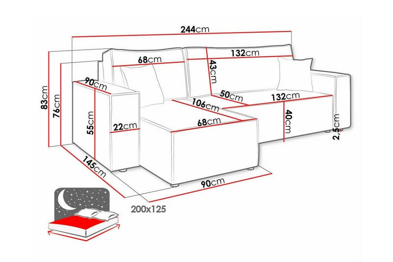 Magston 3-sits Hörnbäddsoffa Ljusgrå - Hörnbäddsoffa - Bäddsoffor