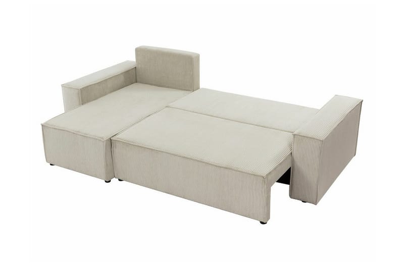 Magston 3-sits Vänster Hörnbäddsoffa 125x200 cm med Förvaring i Manchestertyg - Blå - Möbler - Vardagsrum - Bäddsoffor