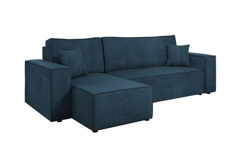Magston 3-sits Vänster Hörnbäddsoffa 125x200 cm med Förvaring i Manchestertyg, Blå